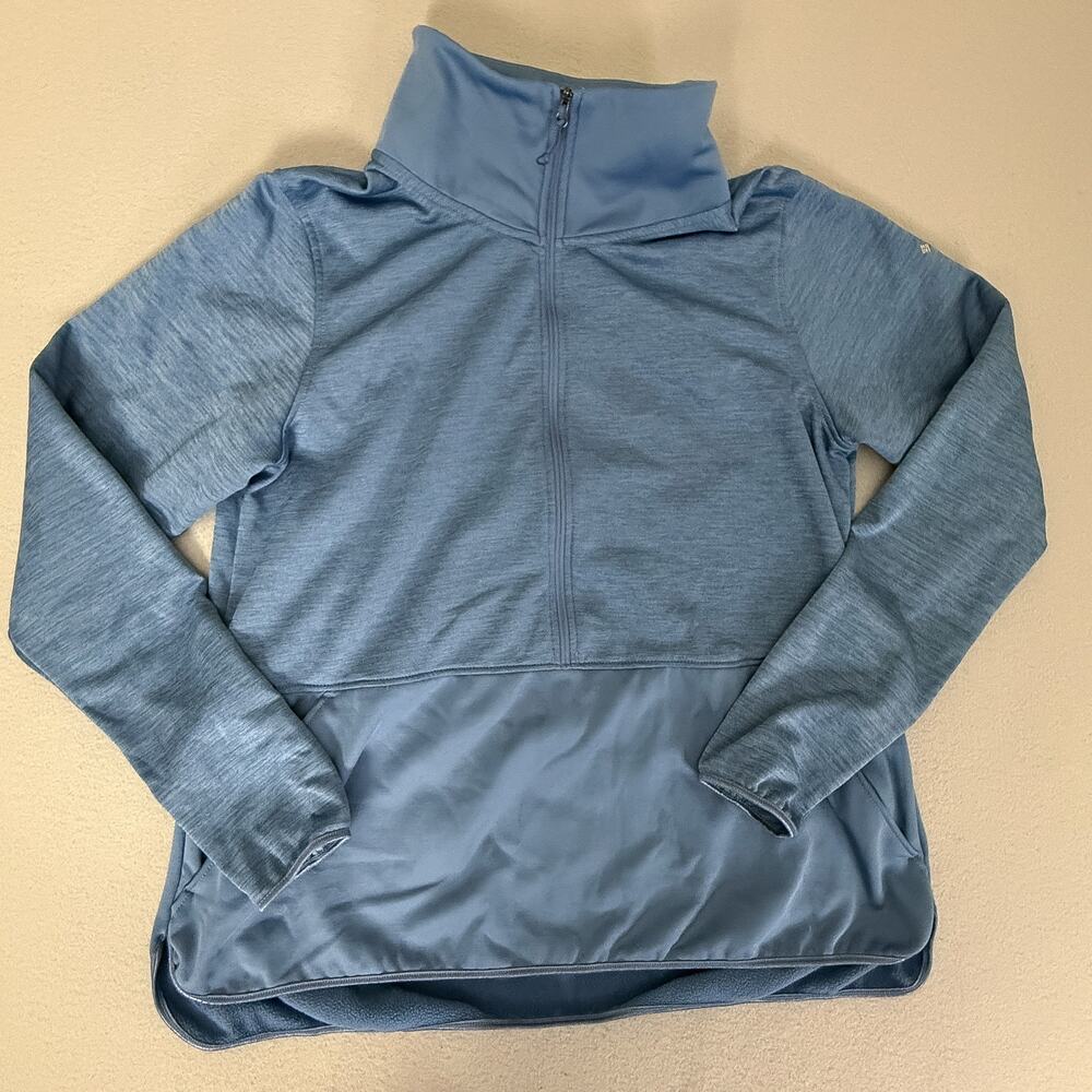 Columbia Blue Half Zip Pullover Jacket High Neck Pockets 100% Poly XL